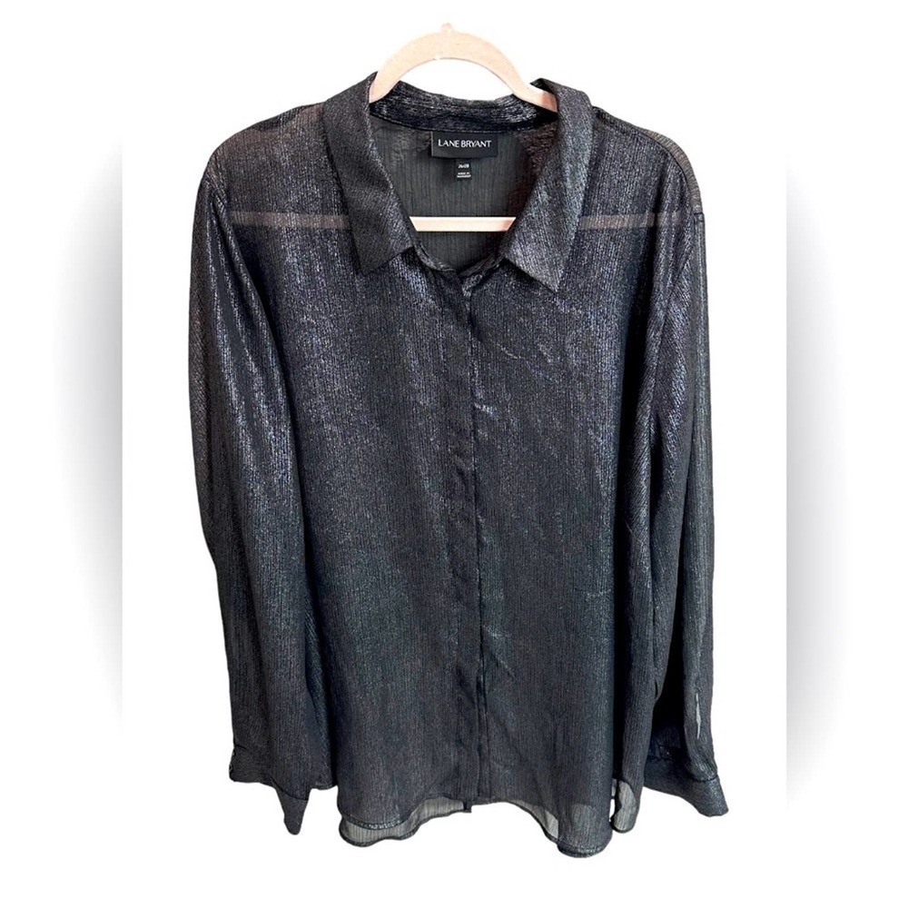 Lane Bryant Women’s Plus Button-Down Silver Shimmer Glitter Dress Size 26